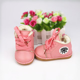 冬季新款0-1岁男女宝宝真皮棉鞋婴儿学步鞋软底防滑儿童鞋