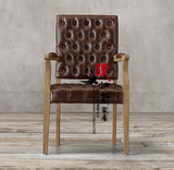 美式实木休闲欧式法式餐椅乡村田园出口样板房扶手拉扣餐椅可定制