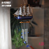 宜栖 地中海风格创意实木小帆船挂饰 壁挂装饰风铃饰品帆船风铃