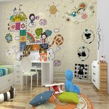 可爱动物卡通环保大型壁画儿童房墙纸 儿童乐园壁纸卧室背景墙纸