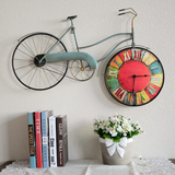 美式复古自行车模型铁艺壁饰家居客厅房间店铺咖啡馆装饰钟表挂件