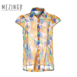 MZ品牌折扣专柜正品剪标九魅女装欧洲站2015夏装上衣短袖衬衫