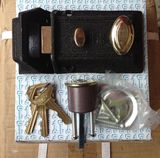 粉盒子牛头牌双保险弹子门锁480锁全铜锁芯全铜钥匙老式木门锁