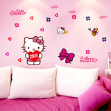 卡通kitty猫咪爱心贴画 卧室床头儿童房书房背景墙贴蝴蝶结墙贴纸