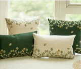 现代简约样板房美式沙发靠垫绿色树叶厚棉麻抱枕套新中式靠枕腰枕