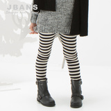JBANS韩国韩版冬季童装女式条纹弹性舒适保暖打底长裤潮个性裤子