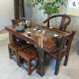 高档老船木实木家具中式功夫茶桌茶几茶台户外阳台小型茶桌椅组合
