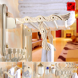 毛巾架不锈钢折叠浴巾架 金色白色卫生间置物架 欧式浴室挂件套装