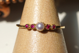 天然红宝石 淡水珍珠 戒指 女 日网同款  独家 925银厚镀18K金