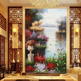 欧式油画风景花卉 装饰壁纸 无缝墙贴大型壁画 玄关背景墙纸/定制
