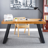 作台美式家具复古纯实木书桌椅组合 双人电脑桌台式家用办公桌工