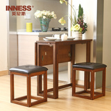 英尼斯小户型进口实木创意折叠餐桌椅组合简约现代长方形饭桌餐桌