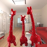 镶钻三只小鹿摆件结婚礼物长颈鹿 创意家居客厅电视柜卧室装饰品