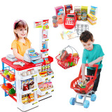 儿童仿真过家家厨房购物台超市组合玩具刷卡机售货摊购物车钱币