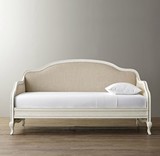 欧式田园地中海沙发床 法式复古做旧沙发床 实木沙发床