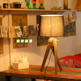 美式乡村复古宜家实木质卧室床头灯台灯温馨中式北欧式创意扭转灯