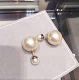 欧洲正品代购迪奥Dior 白色大小珍珠两用 耳钉/耳环经典圆珠款