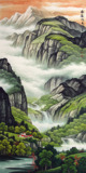 刘振辉国画山水字画收藏手绘客厅装饰大八尺竖幅山水015-6-24-25