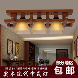 现代新中式吸顶灯 餐厅书房卧室过道实木简约灯气派方形玻璃灯具
