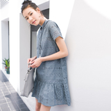 cloudspace夏装新款气质女裙蕾丝镂空立领连衣裙女预售L4809