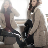 2015秋冬装新款韩版女装羊毛呢风衣外套 修身中长款呢子大衣外套