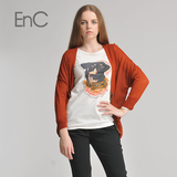 代购EnC正品 简约纯色针织开衫 英伦风毛衣EHCK23822W