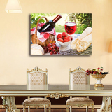 现代简约餐厅水果装饰画 无框画单幅 欧式壁画挂画墙画冰晶画酒杯