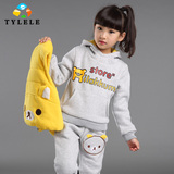 儿童套装 韩版品牌童装女童中大童小熊三件套秋款大卫衣套装