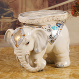饰品实用结婚礼物大象换鞋凳子招财白色大象摆件 欧式客厅家居装