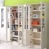 自由组合书柜实木带门简易书架儿童置物架玻璃门简约现代书房柜子