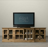 出口外贸美式法式乡村电视柜实木仿古复古风格橡木别墅会所家具