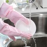 妙洁耐久保暖厨房洗碗橡胶手套日本进口洗衣服加厚鲨鱼油植绒手套