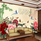 艺舍无缝大型壁画 现代中式 工笔牡丹 花鸟装饰壁纸 电视背景墙纸