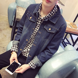 PKB秋季新款男士牛仔外套修身款青少年韩版潮流休闲长袖夹克男生
