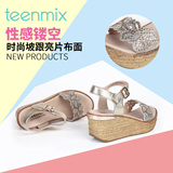 Teenmix天美意凉鞋女夏季专柜同款镂空水钻女鞋坡跟6YF08BL5