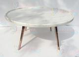 小户型不锈钢古铜色茶几 定制天然大理石托盘大圆几创意沙发桌259