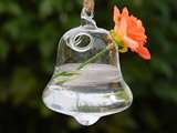 特价促销水晶透明玻璃花瓶悬挂式创意风铃型吊球花瓶插花工艺品