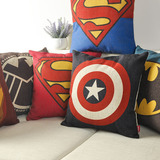 超人蝙蝠侠闪电侠 美国队长钢铁侠 棉麻抱枕靠枕套沙发靠垫腰枕