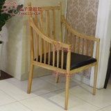 纯实木现代中式官帽椅带扶手全柱子椅个性太师椅茶楼麻将茶桌椅子