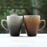 复古简约日式马克杯个性创意带盖勺陶瓷杯咖啡杯茶杯水杯定制礼品