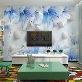 大型壁画 定制客厅沙发 卧室婚房背景墙纸壁纸 蓝色花卉