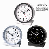 日本代购直邮SEIKO精工电波闹钟静音石英台钟简约学生卧室床头表