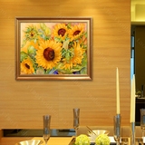 手绘欧式餐厅卧室花卉向日葵油画欧式田园手工走廊过道装饰挂壁画