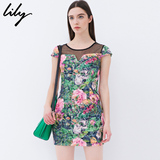 Lily2016夏新款女装商务休闲OL修身显瘦绣花连衣裙115270I7020