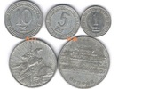 东门收藏 亚洲钱币 朝鲜 流通硬币 一套5枚 普品流通品相