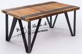 美式乡村欧式工业风个性实木铁艺餐桌 简约特色饭店餐桌椅定做
