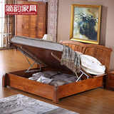 实木高箱床 楠木双人床1.8米中式气压储物箱体床 实木高箱气动床
