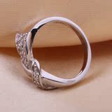 时尚中食指环潮人925纯银女士性感排钻戒指欧美款夸张配饰新品