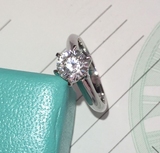 香港正品代购Tiffany六爪1克拉求婚戒指蒂芙尼铂金钻戒指环女包邮