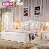 实木床1.8 1.5米双人床 储物高箱床橡木大床简约欧式家具白色婚床
